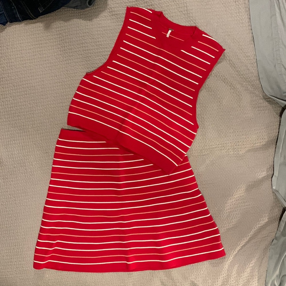 Free People sweater skirt and vest set L